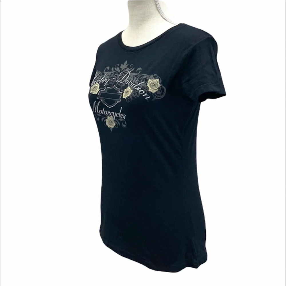 HARLEY-DAVIDSON Black Woman’s Short Sleeve Tee Shirt Size Small - Picture 4 of 10